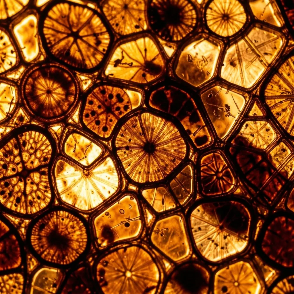Microscopic view of botanical fibers