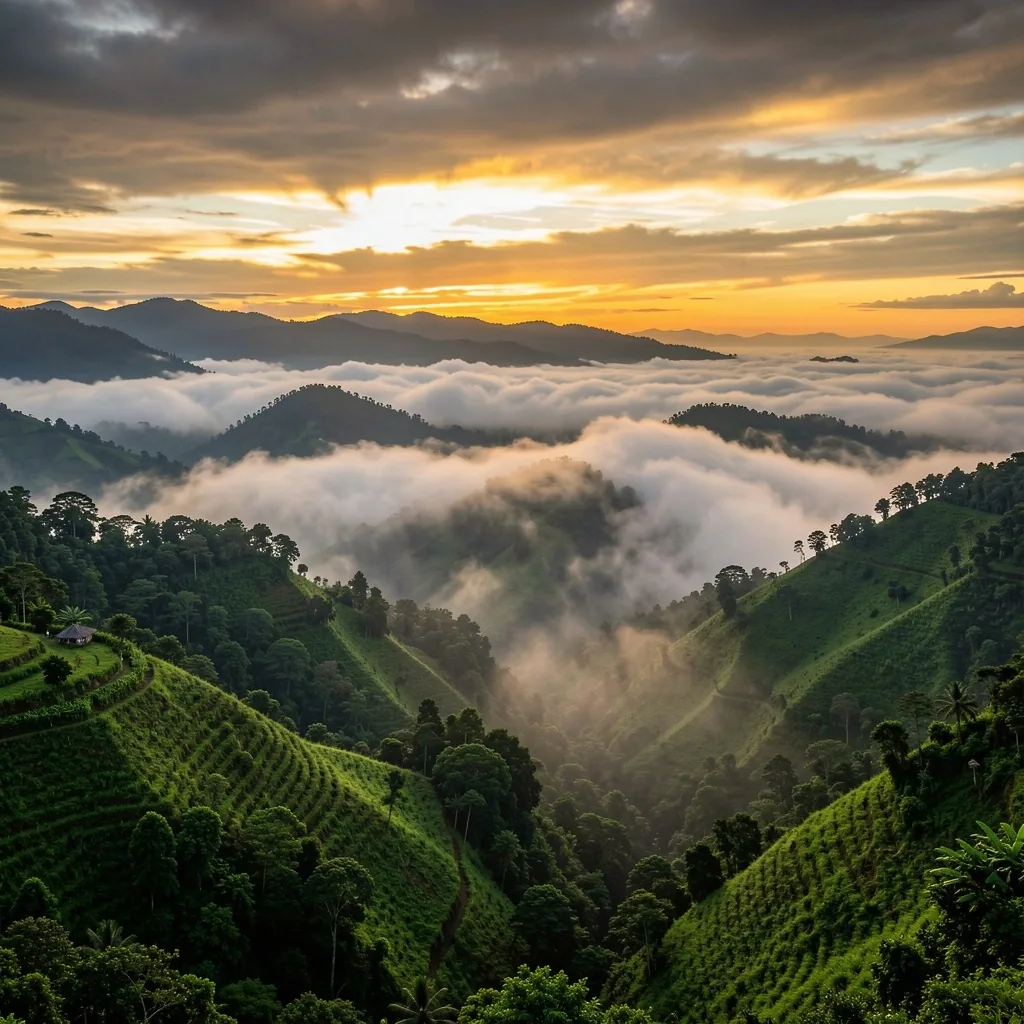 Indonesian mountains at dawn
